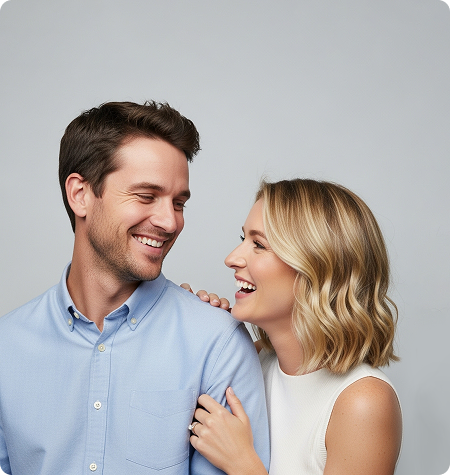 Happy couple discussing refinancing opportunities